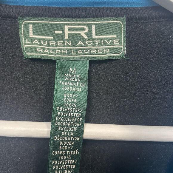 LRL Ralph Lauren Active Jacket Womens Medium Blue Black Fleece Full Zip Quilted - Picture 6 of 7